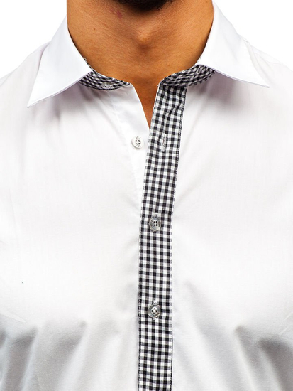 Camisa elegante de manga larga para hombre blanco Bolf 0939