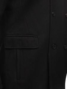 Abrigo de invierno cruzado negro para hombre con cuello alto extraíble adicional Bolf 8805