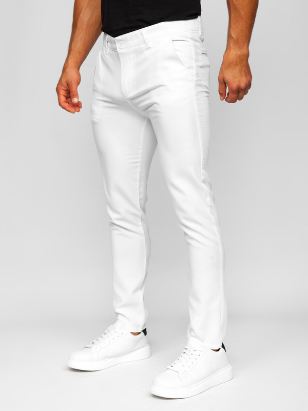 Pantalón chino de tela para hombre blanco Bolf 0055