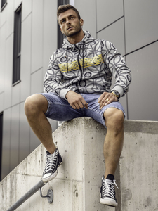 Sudadera abierta con capucha para hombre gris Bolf 27B8123A