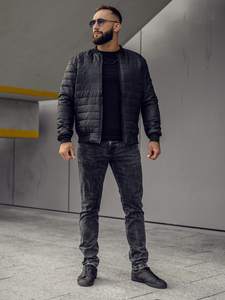 Chaqueta bomber acolchada para hombre negra Bolf MY-02A2