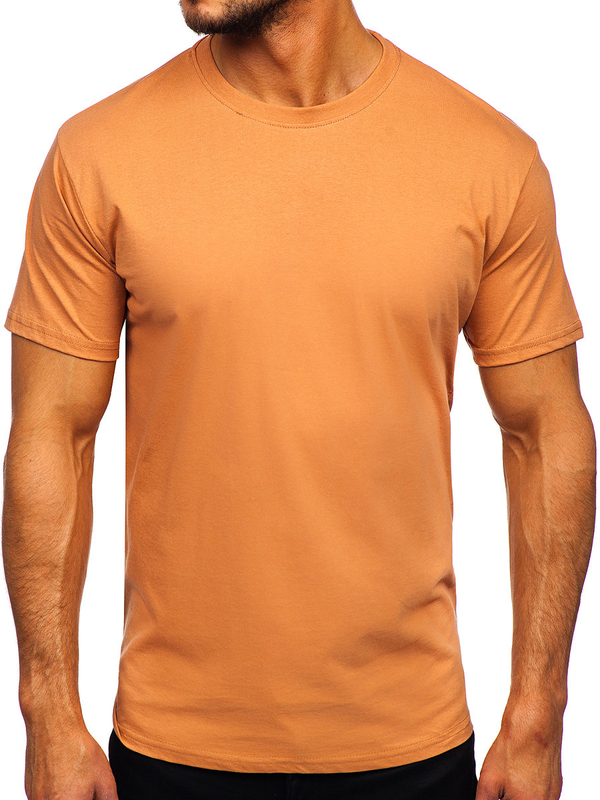 Camiseta lisa de algodón marrón para hombre Bolf 192397