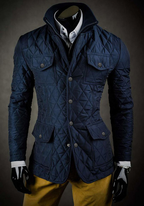 Chaqueta acolchada, elegante para hombre azul oscuro Bolf 802A