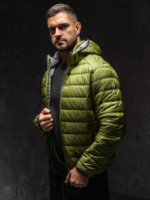 Chaqueta acolchada de entretiempo deportiva para hombre verde Bolf BK111A1