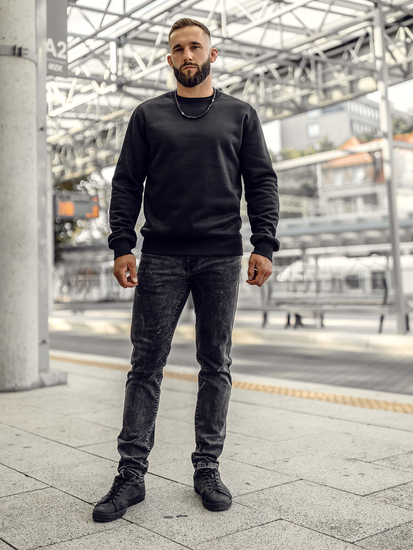 Sudadera sin capucha para hombre negro Bolf 2001
