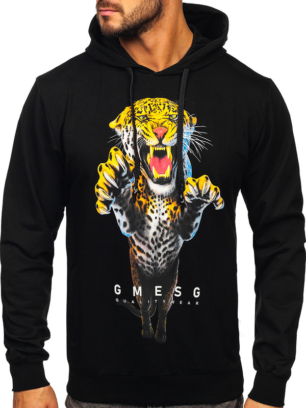 Sudadera estampada con capucha para hombre color negro Bolf 6139