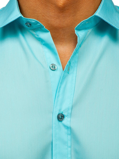 Camisa elegante de manga larga para hombre verde claro Bolf 1703