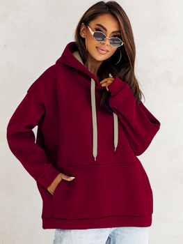 Sudadera con capucha y cuello de canguro para mujer burdeos Bolf 82131