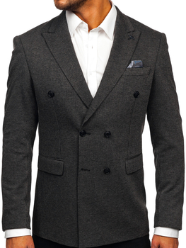 Hombre Chaqueta de traje elegante cruzada Antracita Bolf 007
