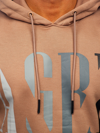Sudadera con impresión con capucha para hombre beige Bolf LJ0571
