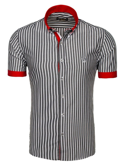 Camisa a cuadros de manga corta elegante para hombre gris Bolf 4501