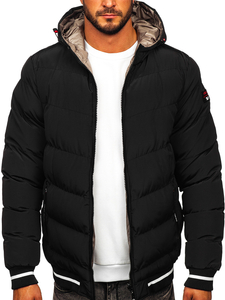 Chaqueta reversible acolchada de invierno para hombre negro y oro Bolf 7417