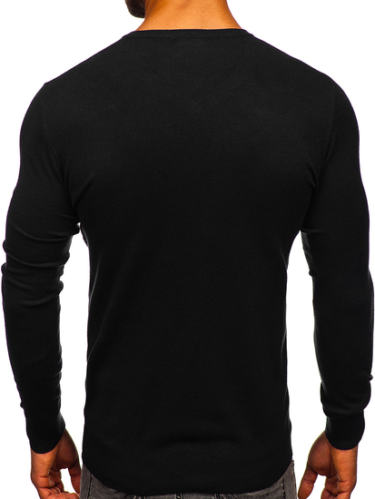 Hombre Jersey con cuello en V Negro Bolf YY03