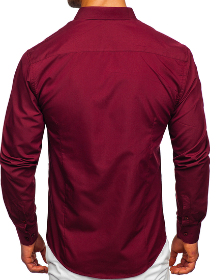 Camisa elegante burdeos de manga larga para hombre Bolf 1703