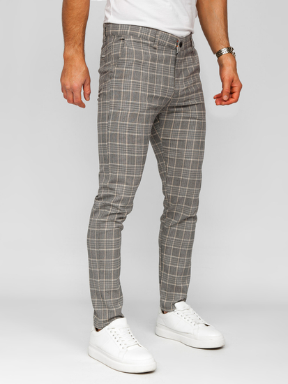 Pantalón chinos a cuadros de tela para hombre beige Bolf 184171