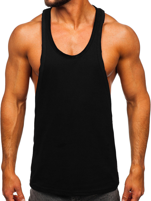 Camiseta sin mangas lisa tipo bóxer para hombre, color negro, Bolf 1245