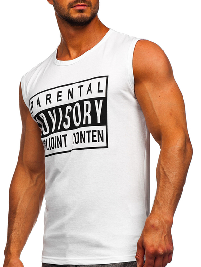 Camiseta estampada sin mangas color blanco Bolf 14828