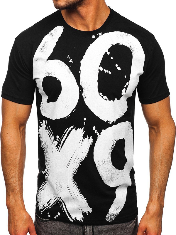 Camiseta negra de hombre con estampado Bolf 0303