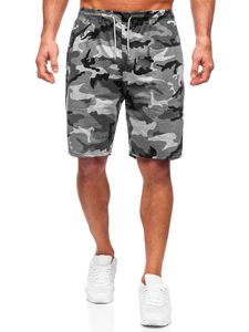 Pantalón corto de chándal camuflaje para hombre gris Bolf 8K283