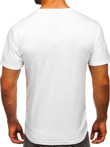Camiseta blanca lisa con cuello en V para hombre Bolf 192131