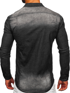 Camisa vaquera de manga larga para hombre negra Bolf MC703N