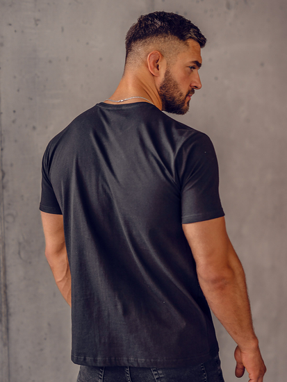 Camiseta lisa de hombre negra con cuello en V Bolf 192131A