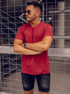 Camiseta lisa de cuello en V para hombre color burdeos Bolf 192131A