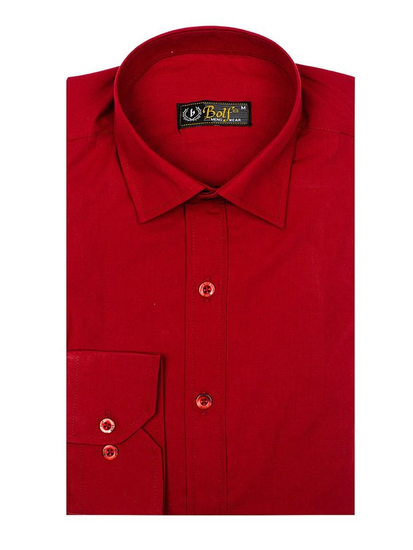 Camisa elegante burdeos de manga larga para hombre Bolf 1703
