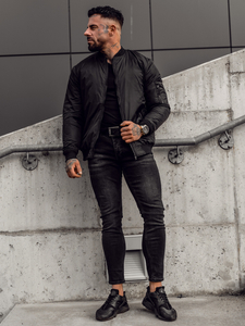 Chaqueta bomber de entretiempo para hombre negro Bolf AK95A