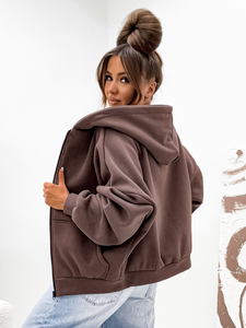 Sudadera con capucha y cuello de canguro para mujer chocolate Bolf 821112