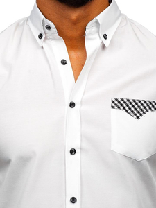 Camisa elegante de manga larga para hombre blanco Bolf 4711