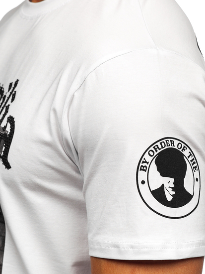Camiseta de manga corta con aplicaciones para hombre blanco Bolf 21004