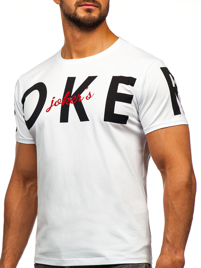 Camiseta de manga corta con impresión para hombre blanco Bolf M195