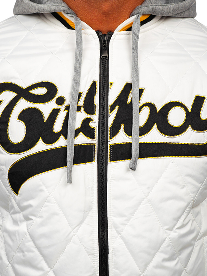 Chaqueta acolchada de entretiempo bomber para hombre blanco Bolf HSS058