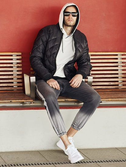 Chaqueta bomber de entretiempo para hombre negra Bolf AK76-A