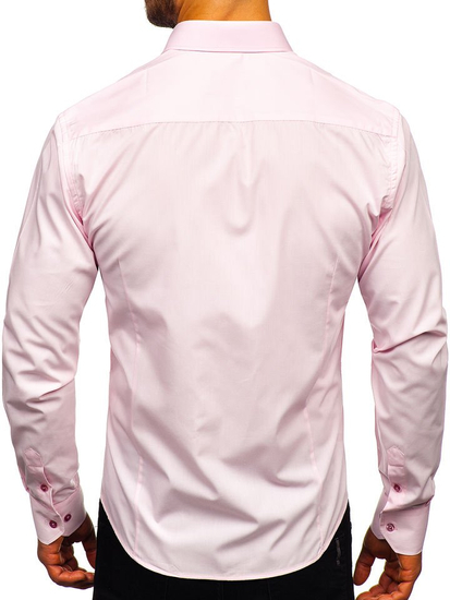 Camisa elegante rosa de manga larga para hombre Bolf 1703