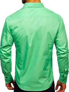Camisa elegante verde menta de manga larga para hombre Bolf 1703