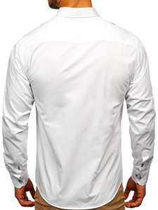 Camisa elegante de manga larga para hombre blanco y burdeos Bolf 5722-1