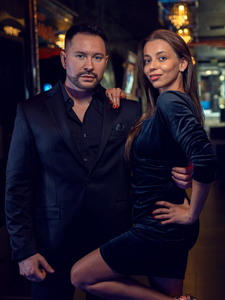 Vestido de velour con arrugas para mujer negro Bolf Bellisima