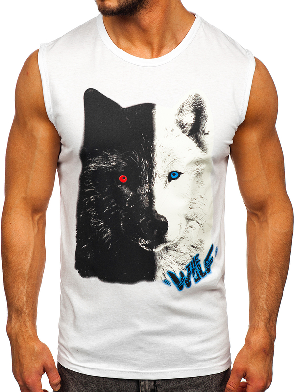 Camiseta estampada sin mangas color blanco Bolf 14823