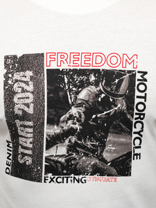 Camiseta estampada de algodón para hombre Blanco Bolf MPO3475