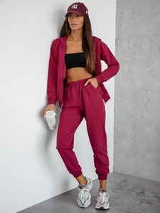 Conjunto de chándal de dos piezas con capucha para mujer color burdeos Bolf 821110