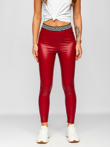 Leggings con cuero de ecológico para mujer rojo Bolf MY16572