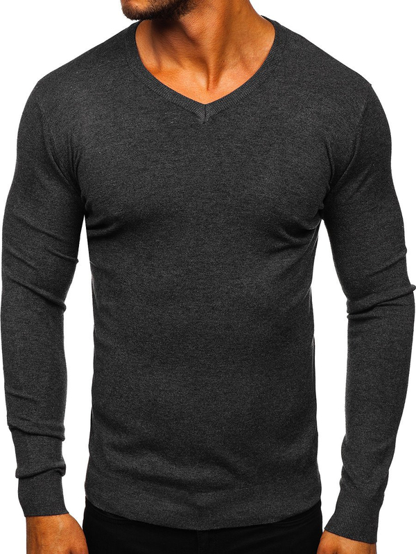 Hombre Jersey con cuello en V Grafito Bolf YY03