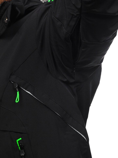 Chaqueta de invierno de esquí para hombre negro y verde Bolf 1910