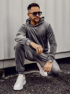 Chándal velour para hombre gris Bolf 0002