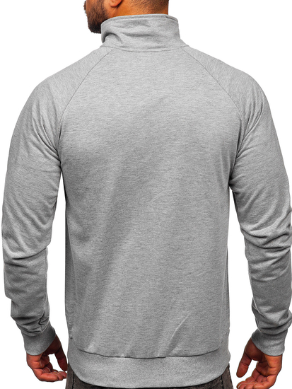 Sudadera abierta de cuello alto para hombre gris Bolf B062