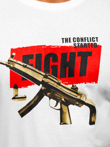 Camiseta algodón de manga corta para hombre blanco Bolf 14709