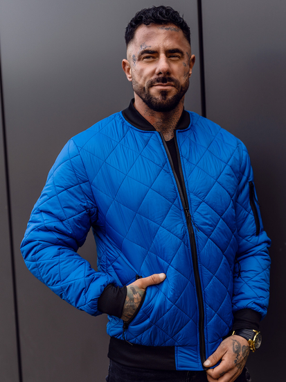 Chaqueta de entretiempo bomber para hombre azul Bolf MY-01