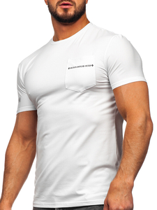 Camiseta con bolsillo de manga corta con impresión para hombre blanco Bolf MT3044